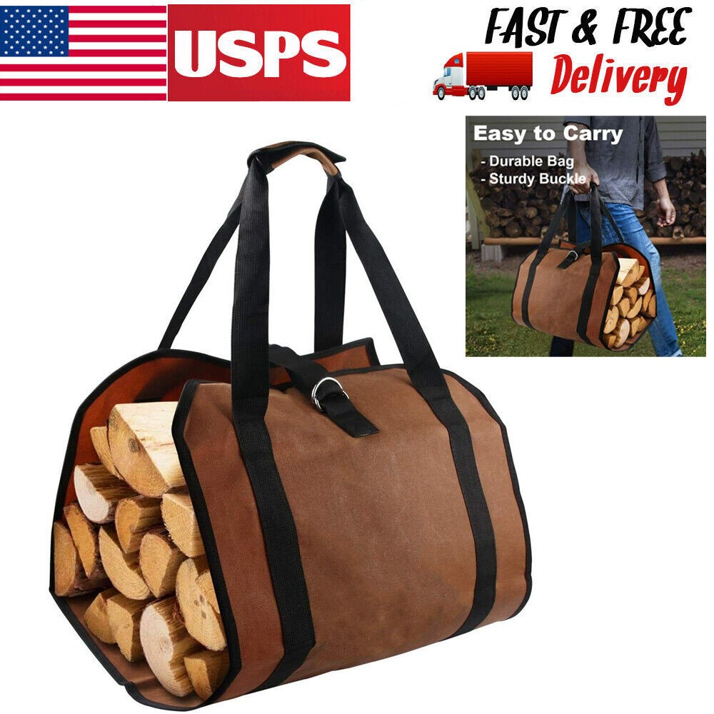 Firewood Log Carrier Bag Heavy Duty Holder Tote Bag Outdoor Camping