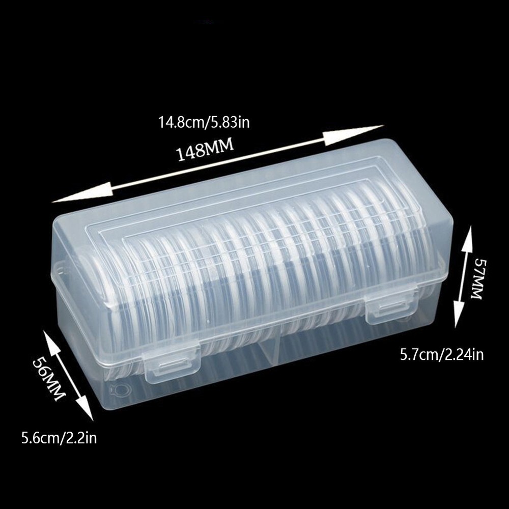 20Pcs Clear Coin Capsule Display Storage Box 46mm Collection Holder Container