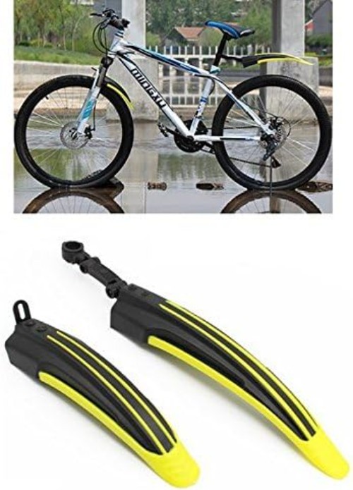 Streamlined Cycling Mudguards - Easy Install Front & Rear Set in Yellow Black