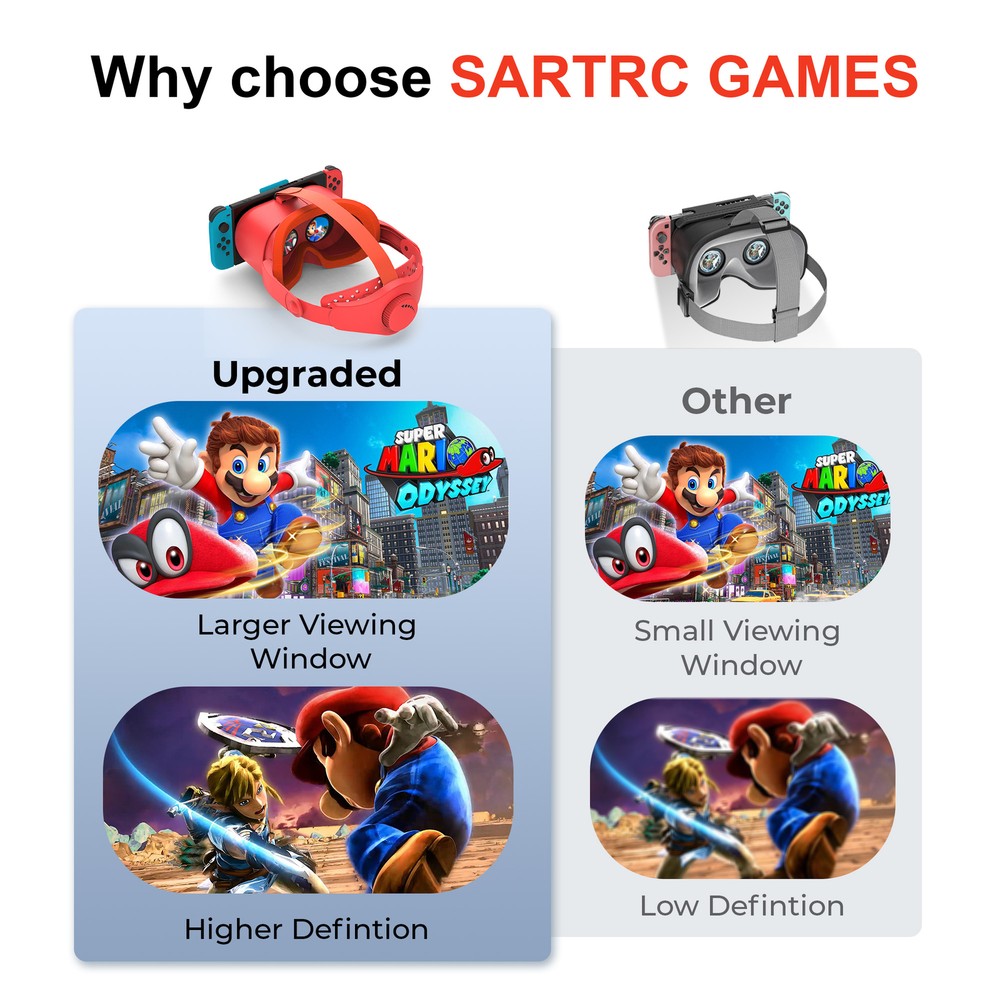 VR Headset for Nintendo Switch/OLED Virtual Reality Glasses w/Adjustable Lense