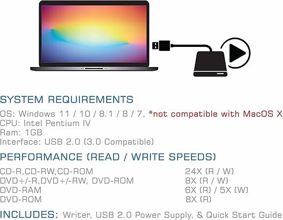 Maxell CD/DVD External USB 2.0 Reader/Writer 199695