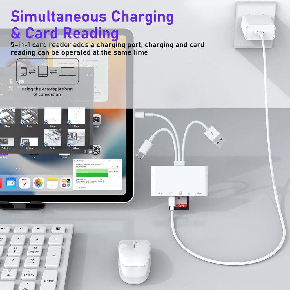 5 in 1 Memory Card Reader USB 3.0 OTG Adapter SD Card Reader For iPhone/iPad New