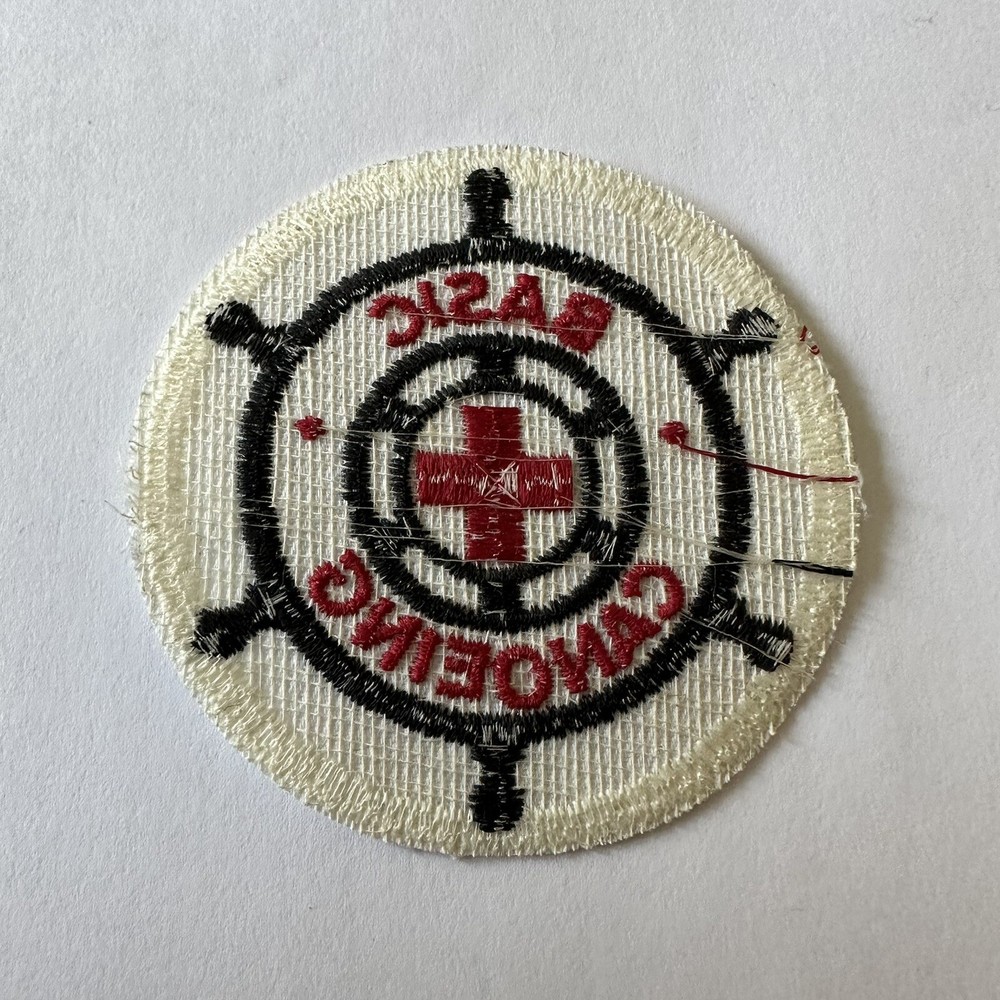 VTG Two Vintage Basic Canoeing Junior Life Saving Cloth PATCH Patches Red Cross