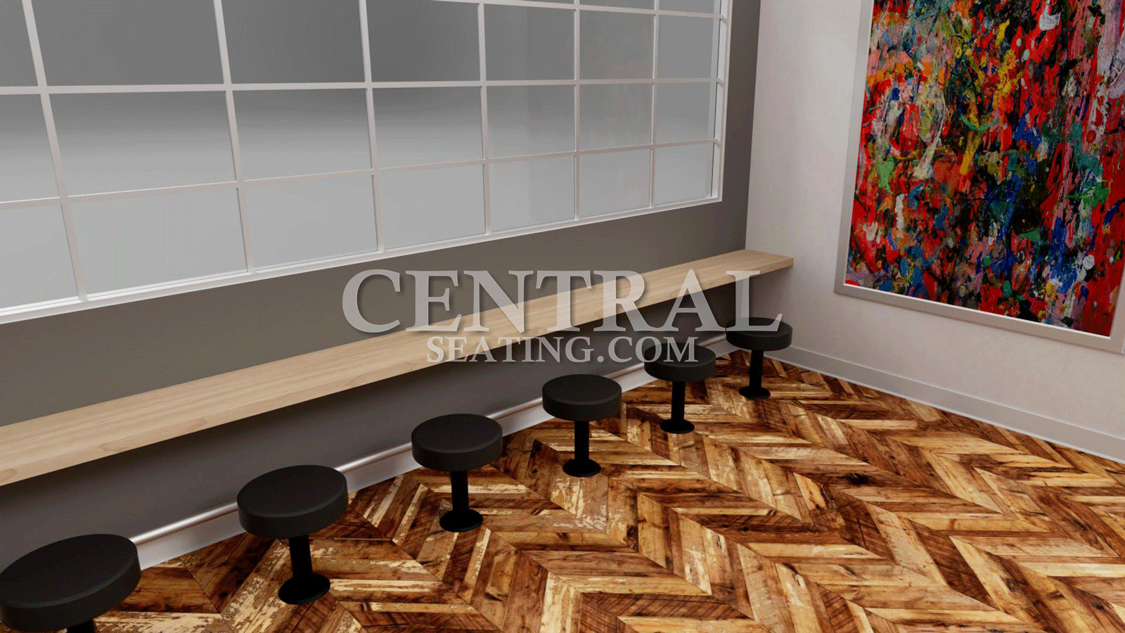 Bar High Bolt Down Restaurant Bar Stool with Black Vinyl Round Cushion - 30"H