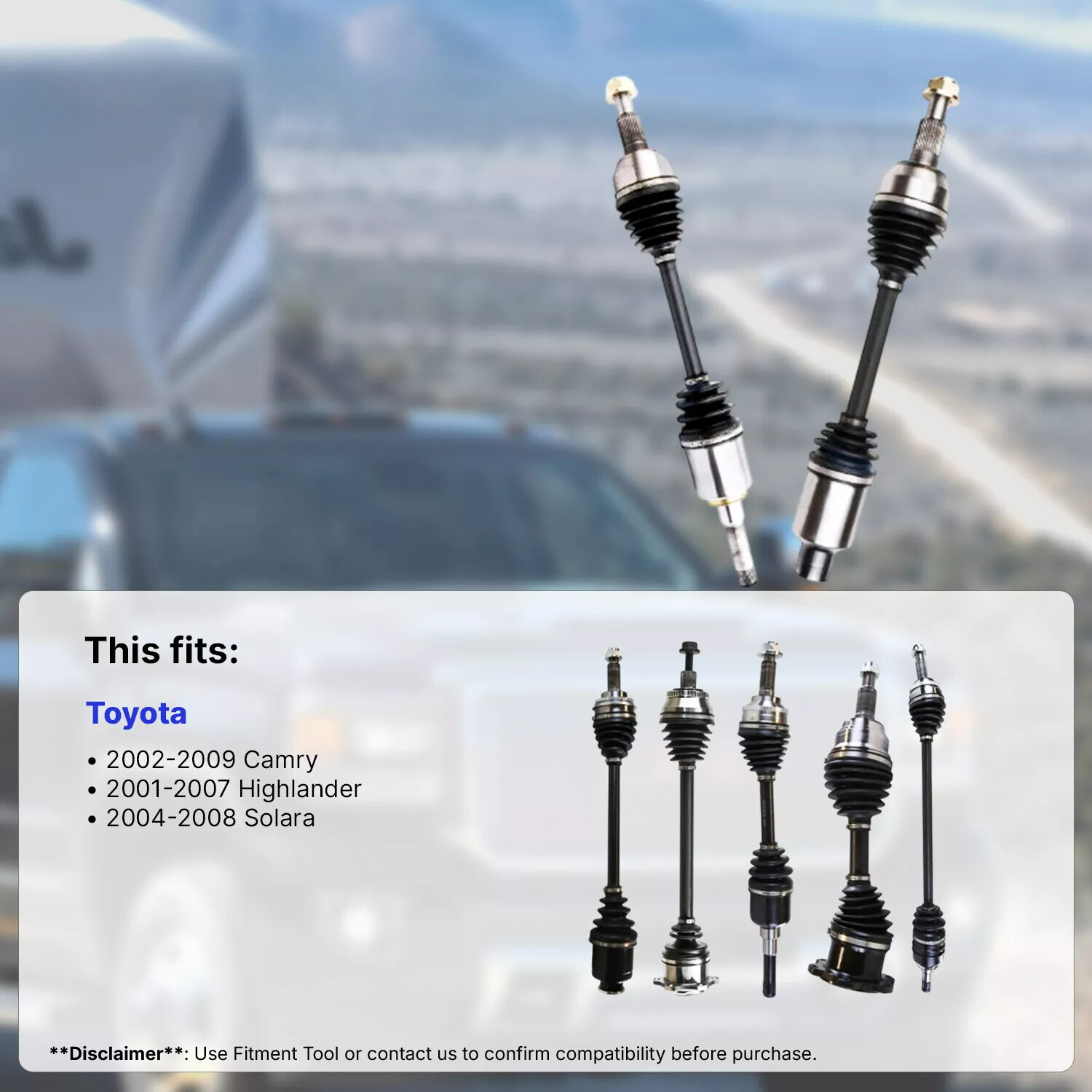 Front CV Axle Shaft Pair 2 for Toyota Highlander Solara 2002-2009 Camry 2.4L