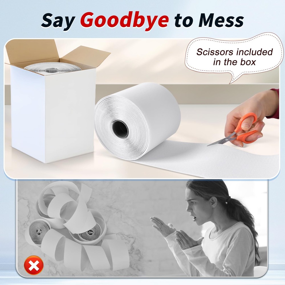4 Inch x 20Ft Hook and Loop Strips with Adhesive, Double Sided Self Adhesive,...