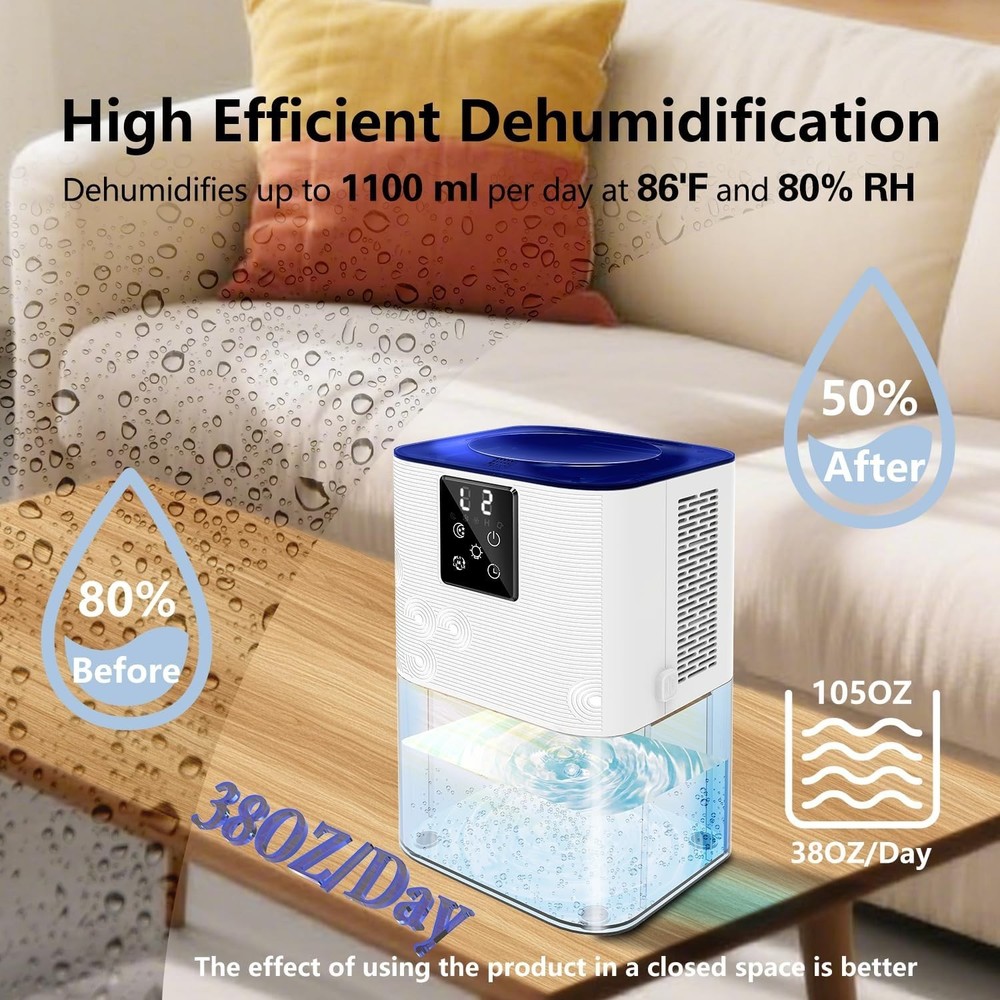 Quiet 105 oz Dehumidifier for Home