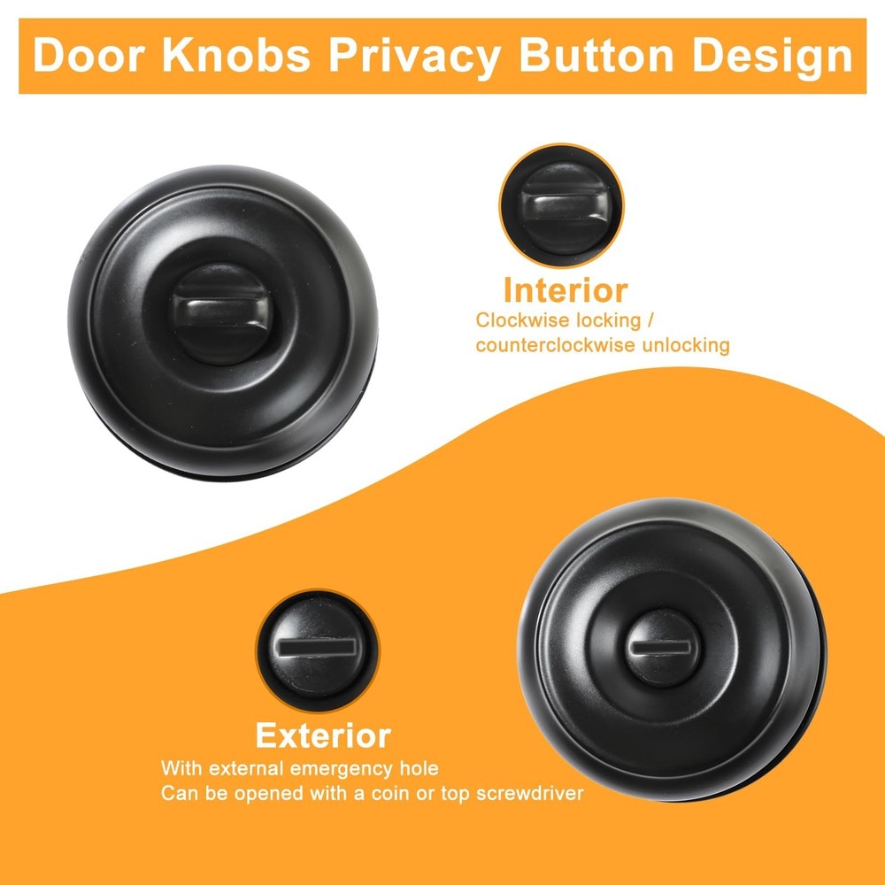 KAMOTA Privacy Door Knobs, 3 Pack Matte Black Heavy-Duty Door Knobs, Interior...