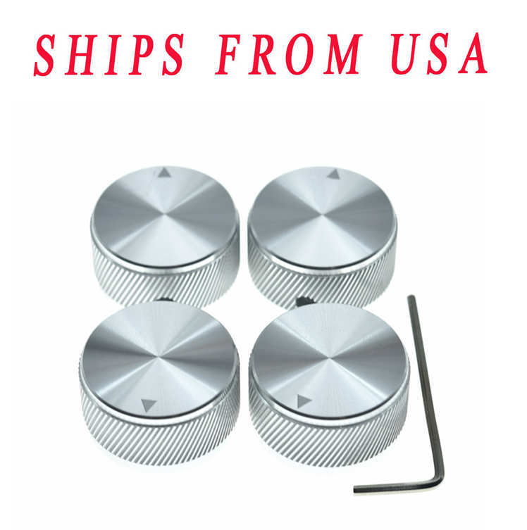 4-Pack 1-3/16"(30mm)Diam. Metal 1/4" Pot Knobs w/ Indicator & Set Screw