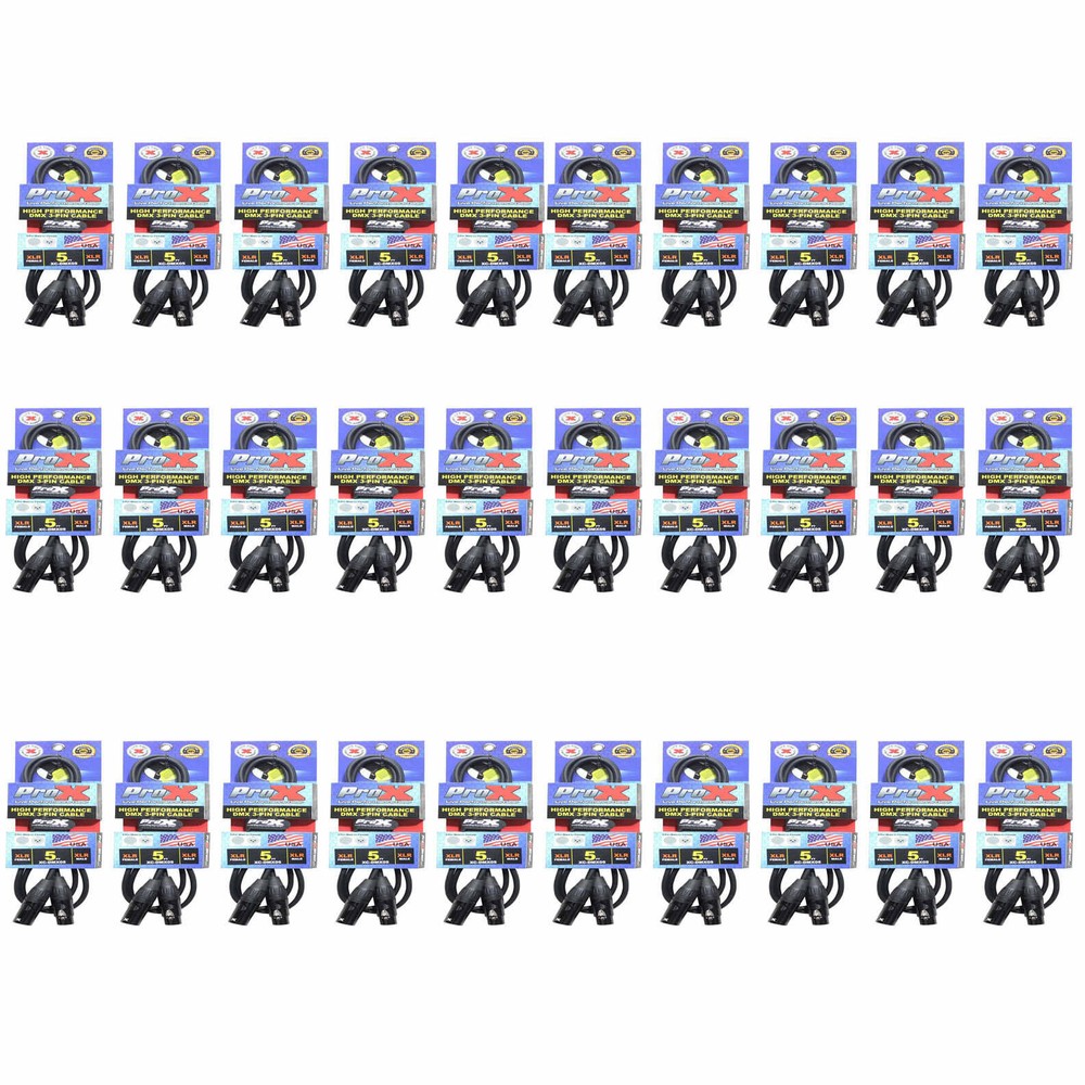 30 DMX Cables 3 Pin 5ft Performance Data Lighting Cable by Prox