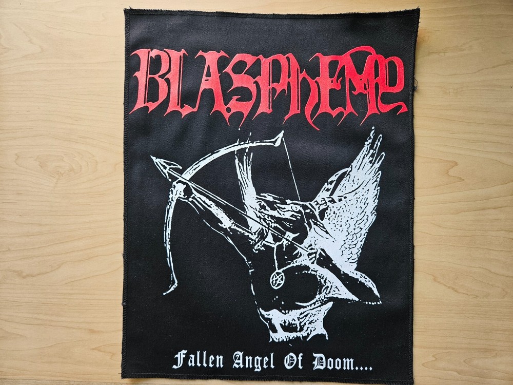 BLASPHEMY, FALLEN ANGEL OF DOOM...., CANVAS SCREEN PRINTED LARGE BACK PATCH