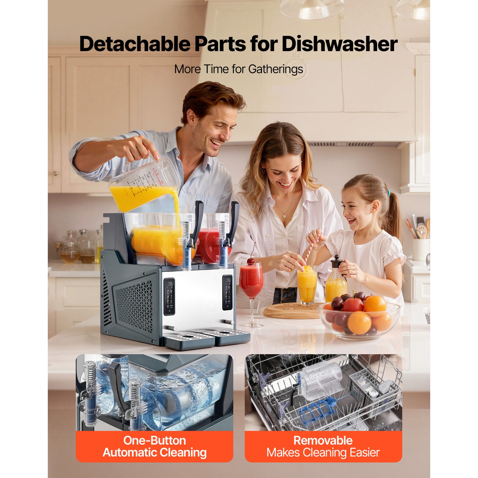 Uimoso Dual-Tank Frozen Drink Maker with 4L Capacity for Slushies and Beverages