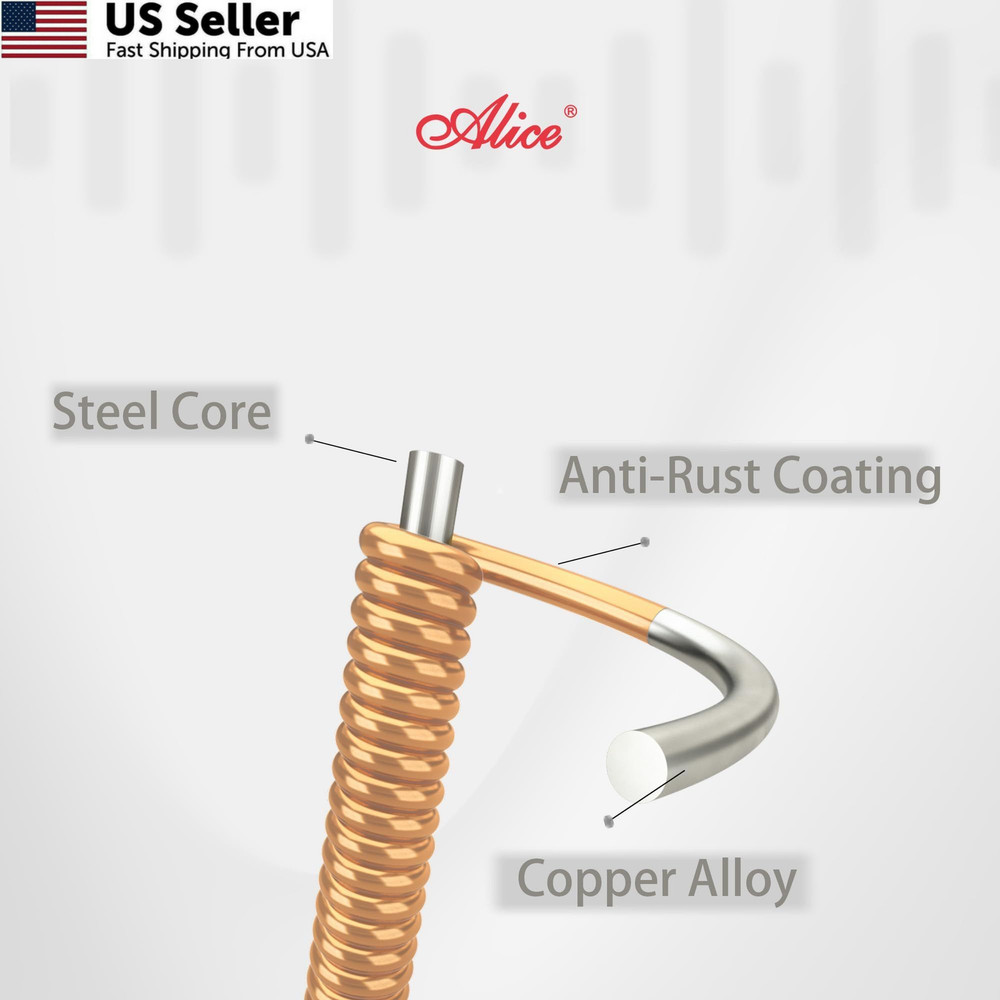 Alice Acoustic Guitar Strings Set - 6-String Phosphor Bronze(Bronze, Coating)