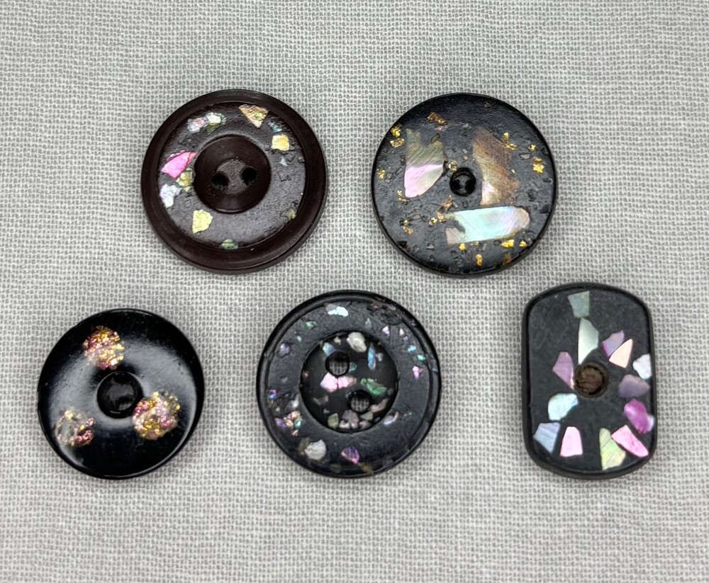 Lot of 5 Antique Composition Buttons