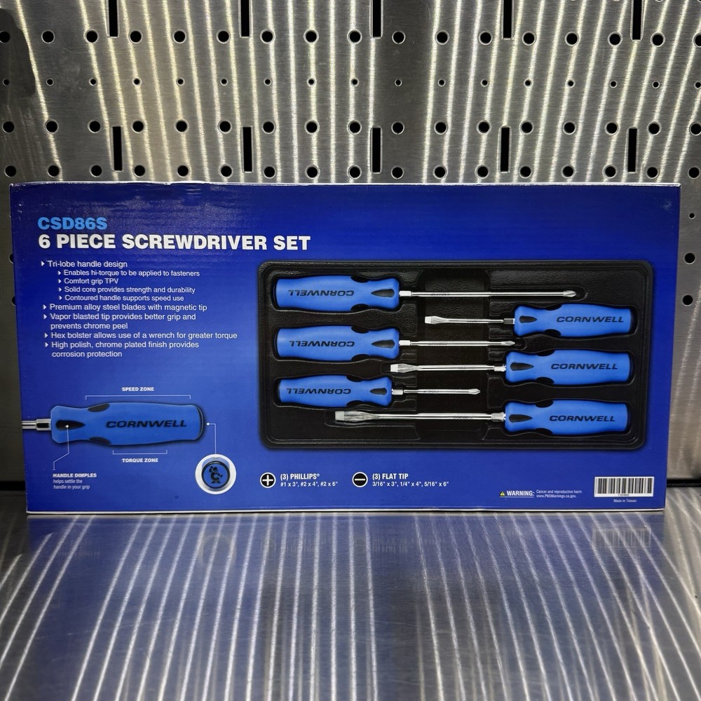 New Cornwell 6 Piece Screwdriver Set CSD86S