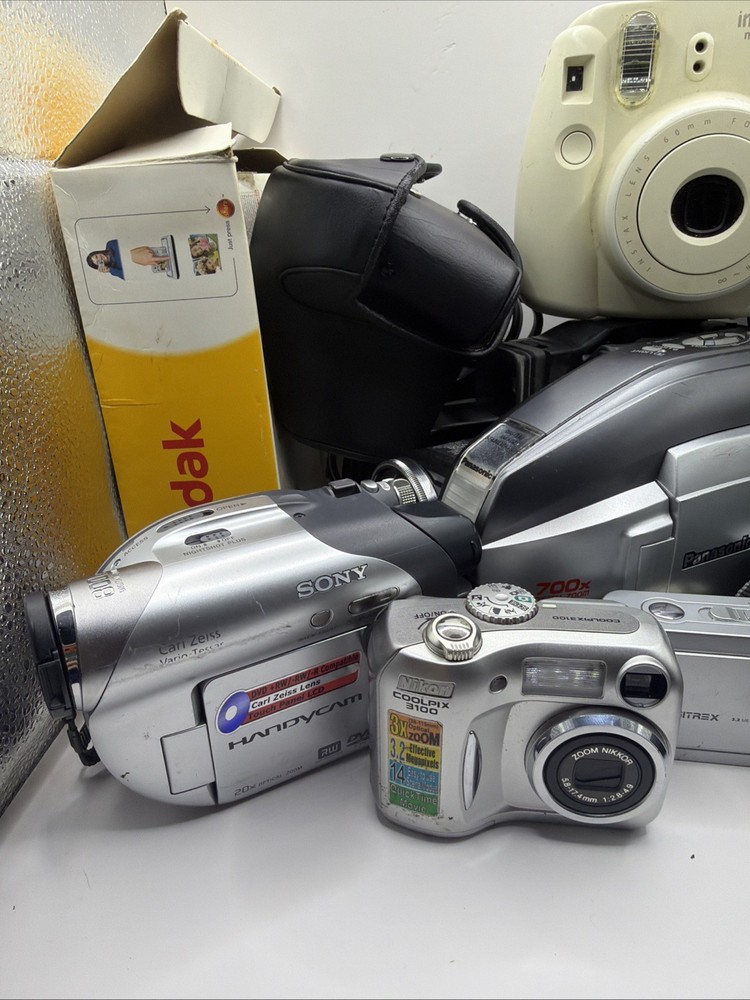 Mixed Camera Lot And Accessories Untested Sony, Nikon, Kodak, JVC