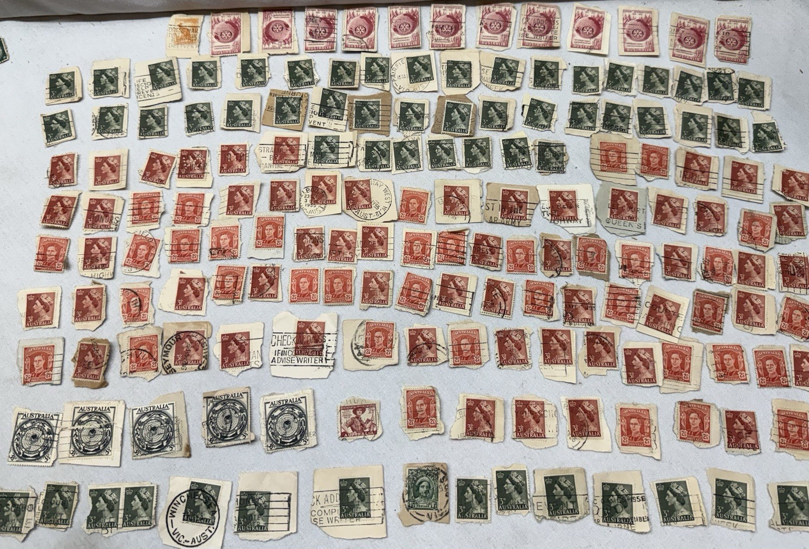 Vintage Australia Royalty Stamp Collection Lot 80+ Used 50s-60s, Queen Elizabeth