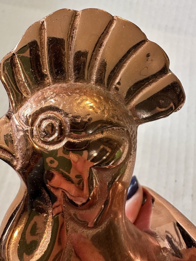 Solid Copper Rooster Head Hook Wall Mount Towel Apron Holder 6" Farmhouse Decor