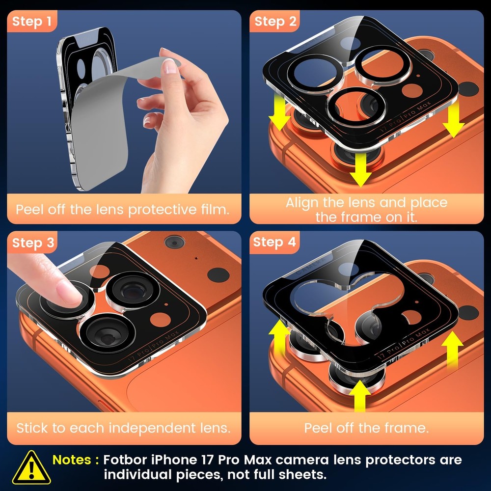 3 Pack Screen Protectors & 1 Set Camera Lens Protector for iPhone 17 Pro Max 6.9