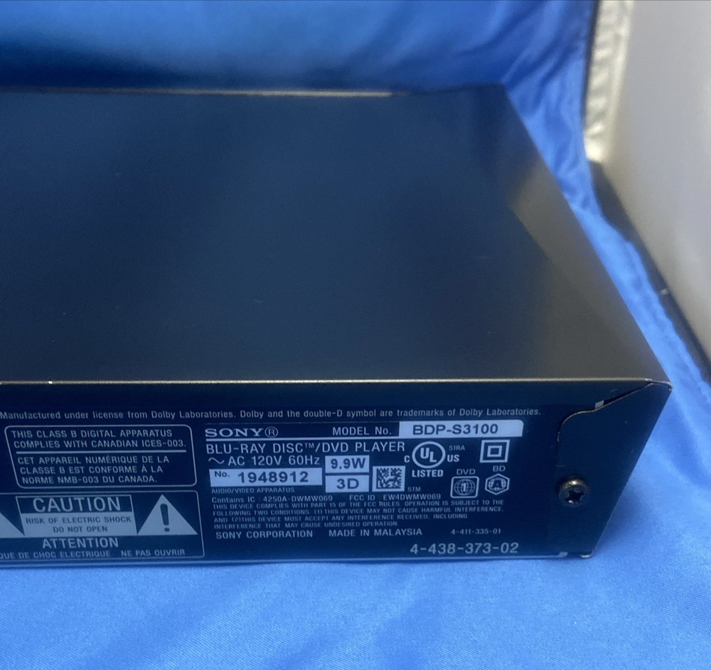 Sony BDP-S3100 Blu-Ray Player Wi-Fi Streaming w/ Remote Tested