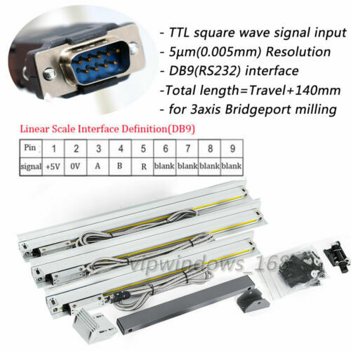 3Axis Digital Readout DRO display 5µm TTL Linear Glass Scale Encoder 6" 12" 24"