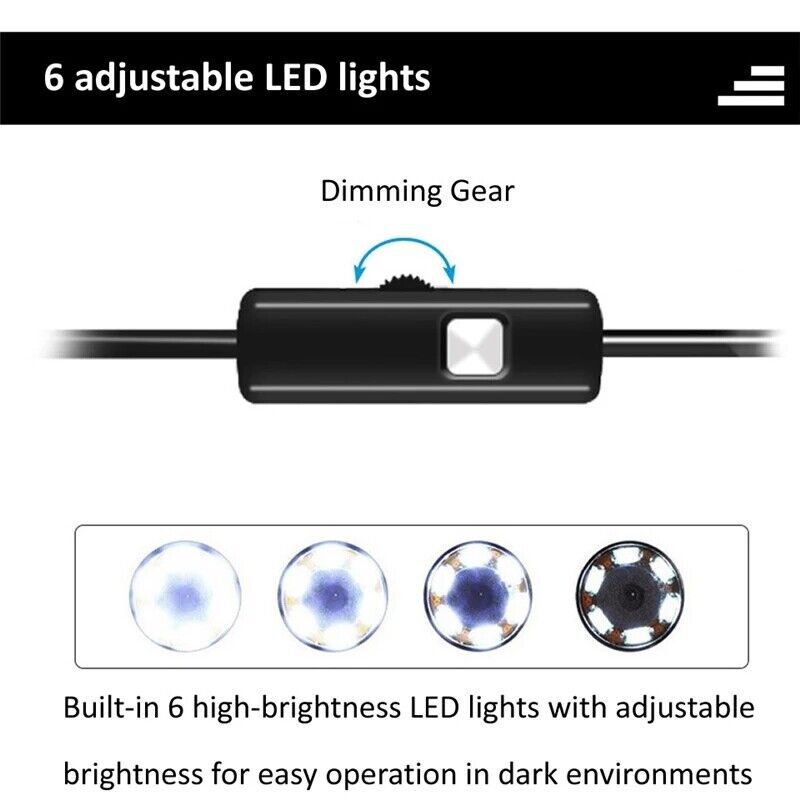 3-IN-1 7.0mm USB IP67 Endoscope Snake Inspect Borescope Camera for Android 5M US