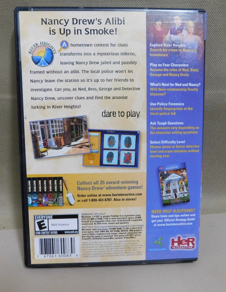 Nancy Drew PC DVD Rom CD Rom Game Fun Pick & Choose Computer Game Lot
