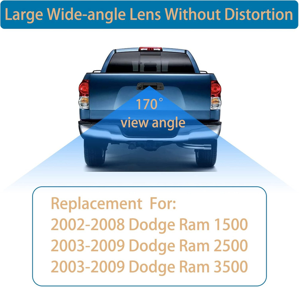 Tailgate Handle with Camera Dodge Ram 1500 2500 3500 Backup Rear View Waterproof