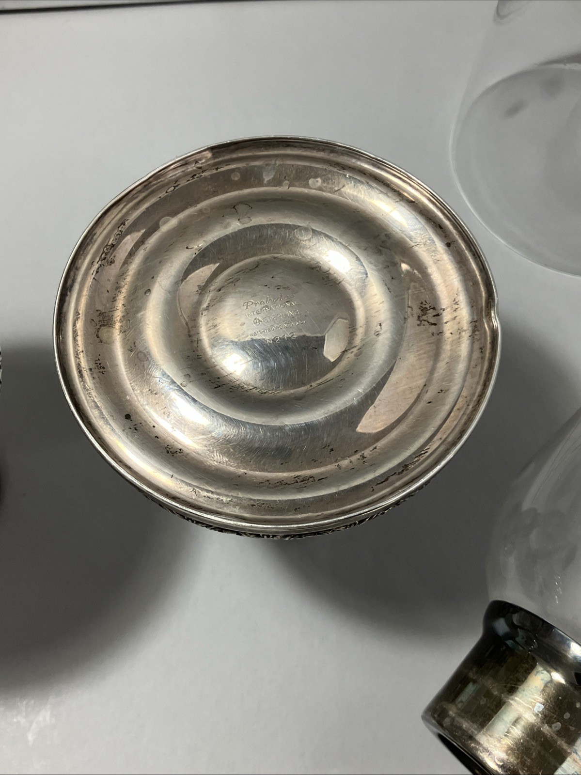 International Silver Prelude-Plain “Sterling Hollowware” Weighted Hurricane Lot