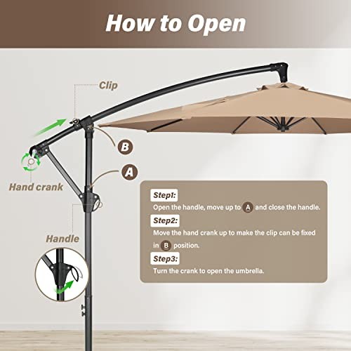 Simple Deluxe 10ft Offset Umbrella Cantilever Patio Hanging Offset, Tan
