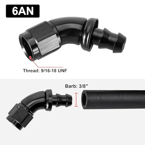 Push Lock Fitting One Piece Full Flow Hose End 6AN 45 Degree