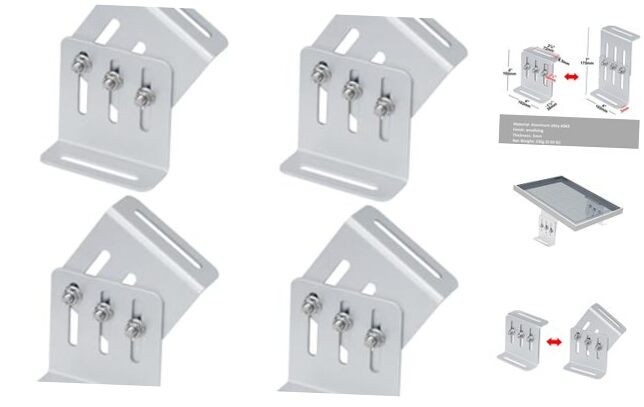 4 Sets Adjustable Solar Panel Tilt Mount Bracket, Solar Panel Rack Mount for