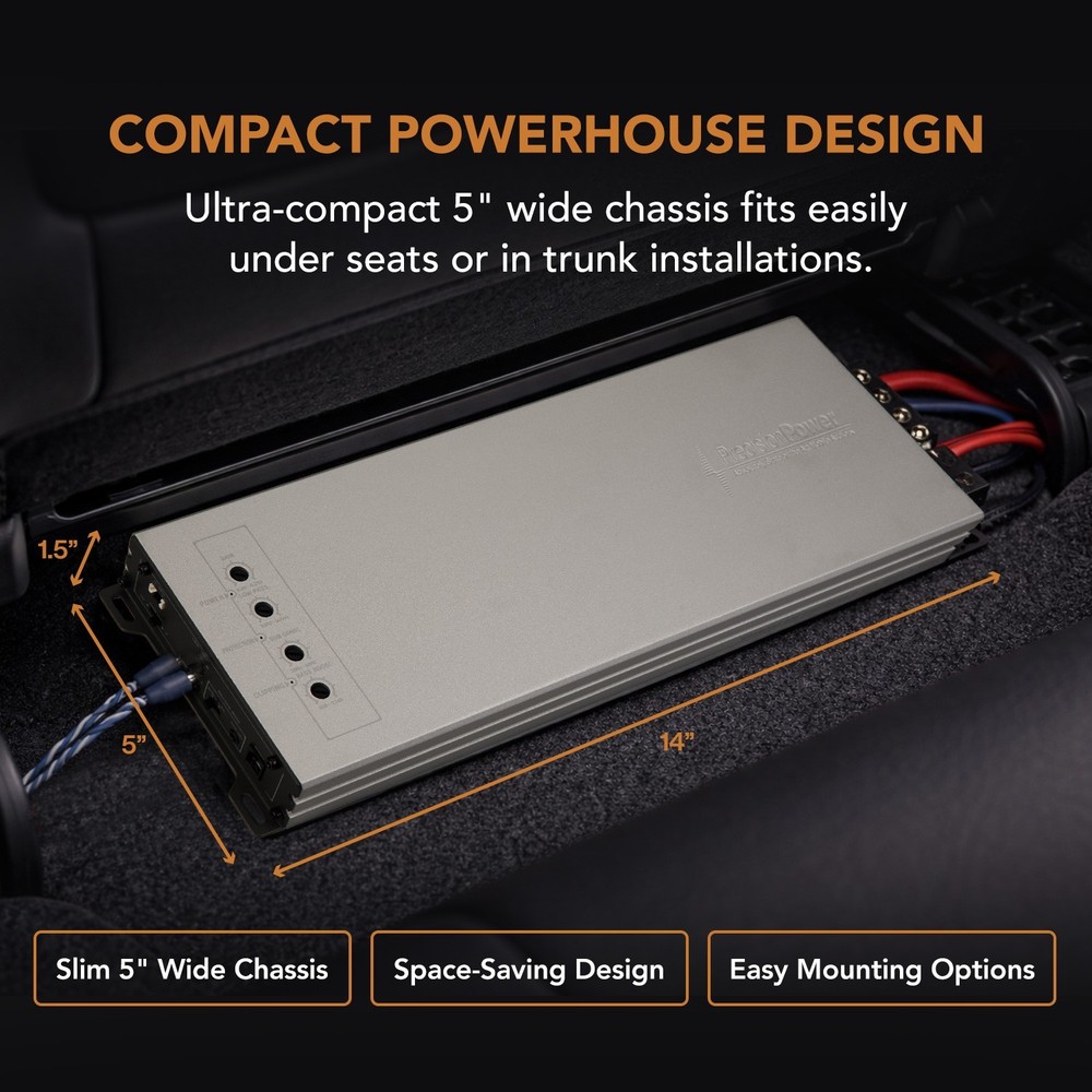 Precision Power PHT1.2000 | Class D Monoblock Car Amplifier, 2000W RMS @ 1 Ohm,