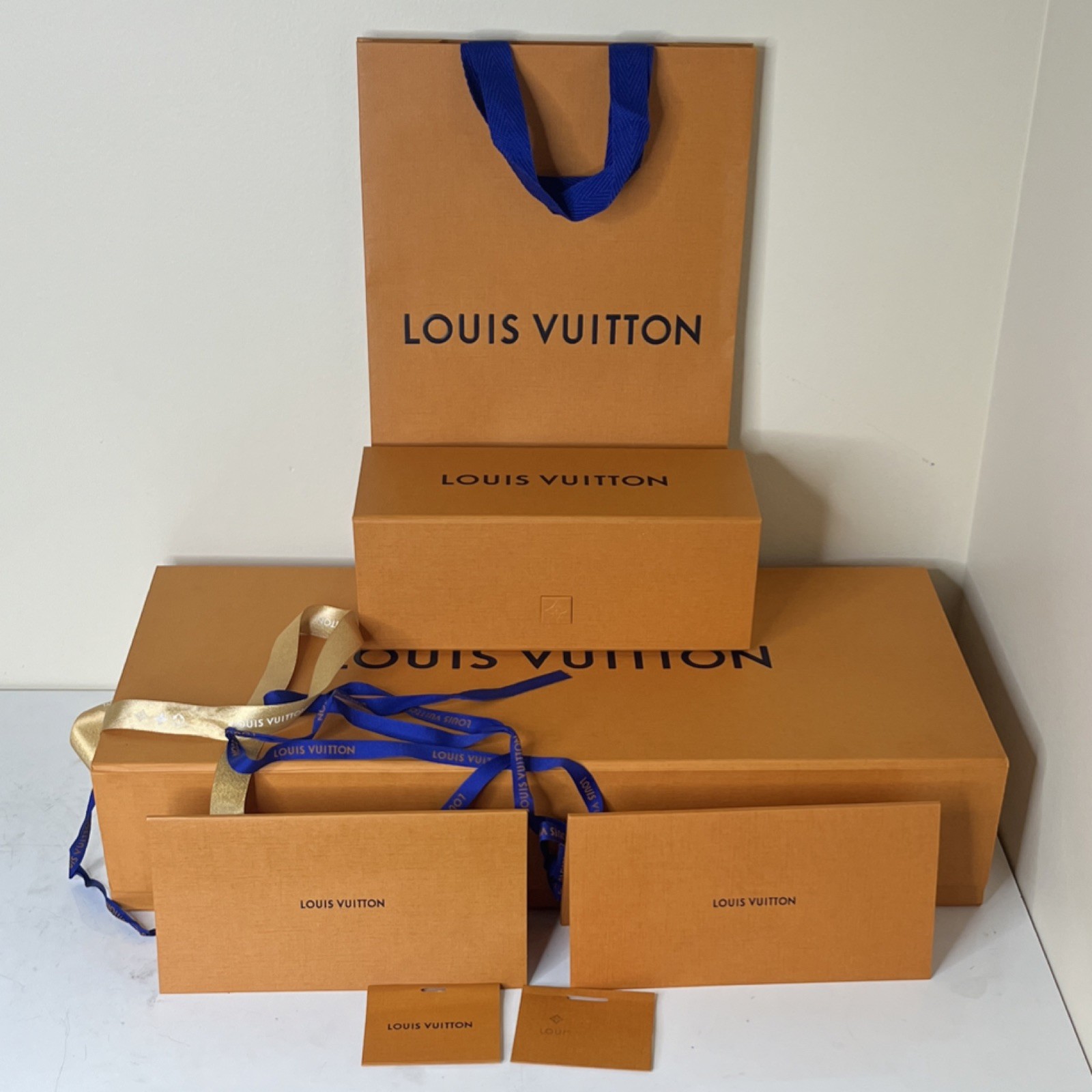Louis Vuitton Empty Gift Box Set Orange Cardboard authentic Designer Pieces