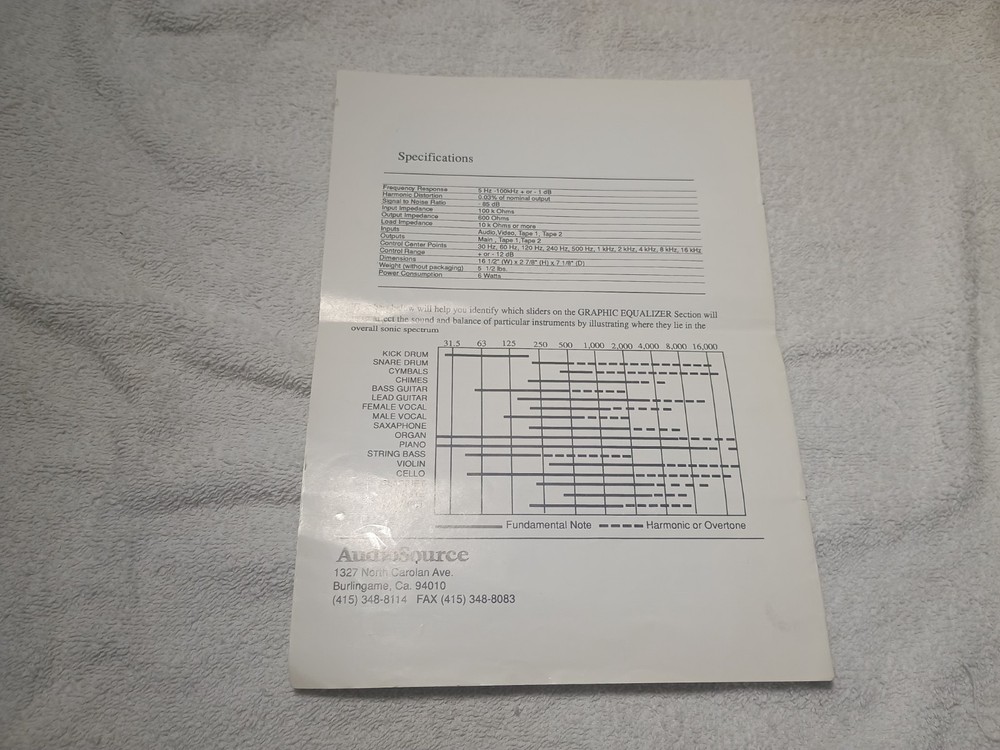 Audio Source Sound Shaper Stereo Frequency Equalizer SS-100 SL Tested & Works