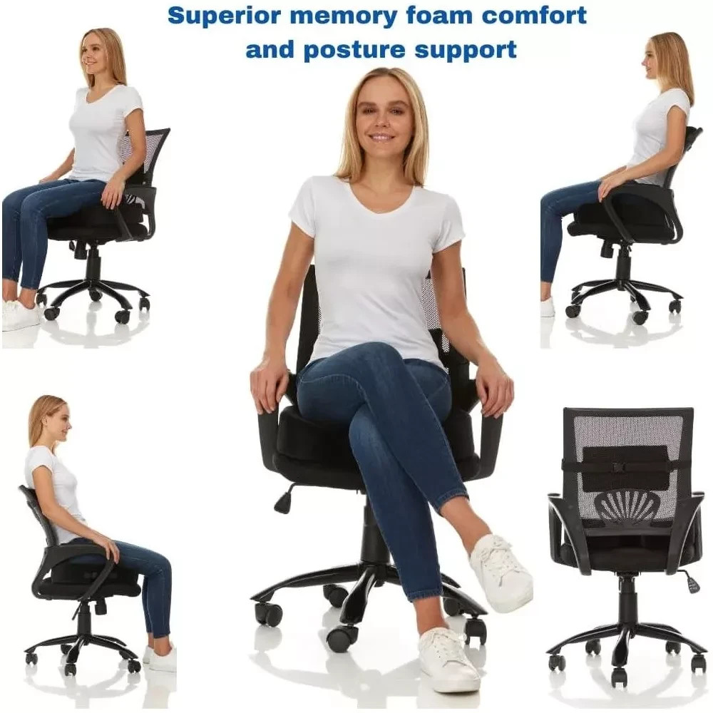 FOMI Extra Thick Coccyx Seat Cushion & Back Support Combo Memory Foam