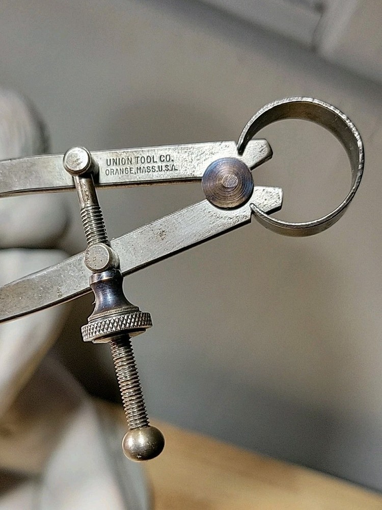 Union Tool Co Inside Caliper 5 inch Compass Machinist Drafting Tool Flat Leg