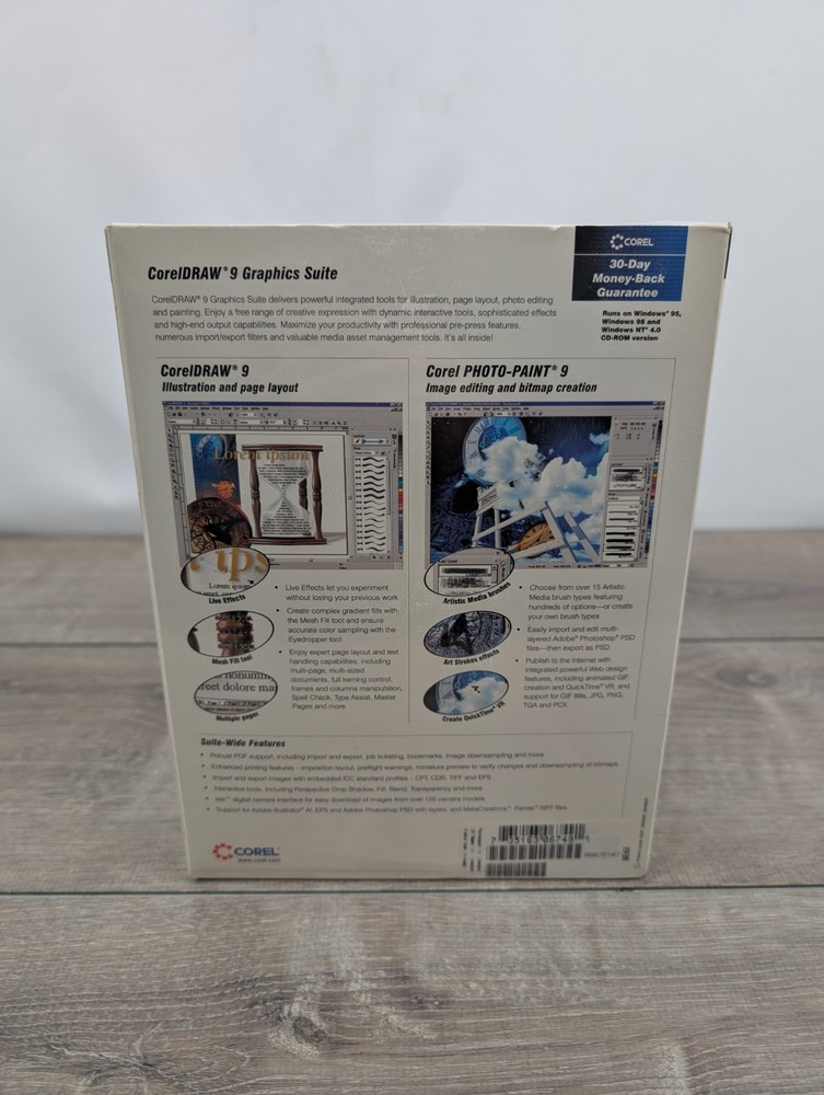 CorelDRAW 9 NEW SEALED! Corel Graphics Suite PC Software CD-Rom - VTG