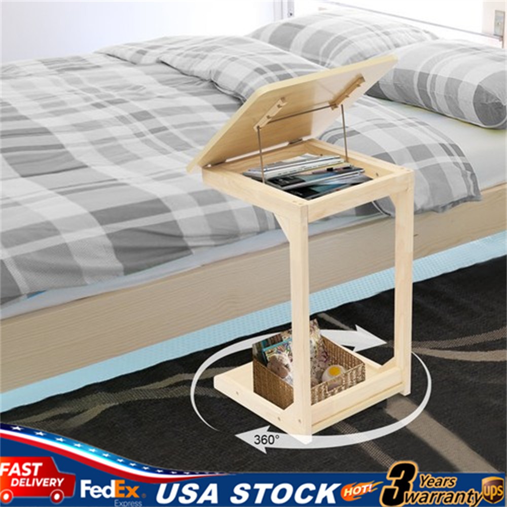 C Shaped Couch Table Movable Bed/Sofa Side Table Adjustable Angle TV Tray Table
