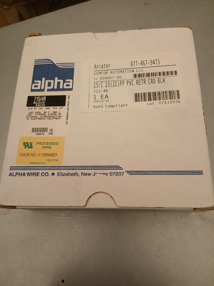 Alpha Wire 715/4R Conductor, Modular Coil Cable Black