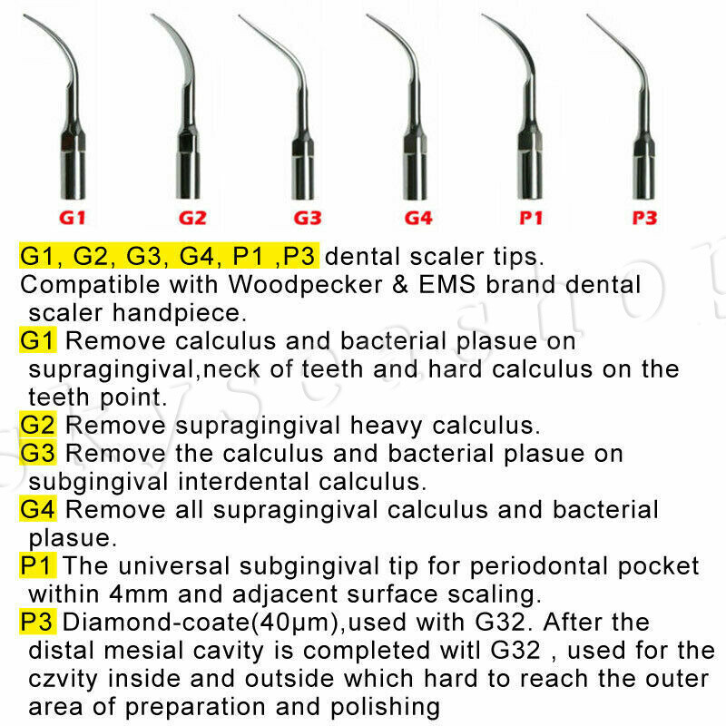 5x Dental Ultrasonic Piezo Scaler Tips fit Woodpecker EMS/DTE SATELEC Handpiece