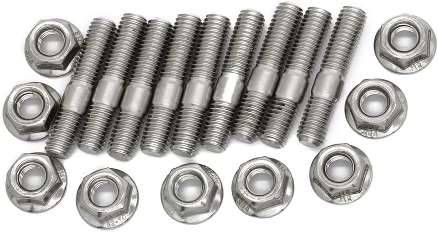 Exhaust Manifold Stud Kit 9 Pcs 304 Stainless Steel Exhaust Manifold Bolts for H