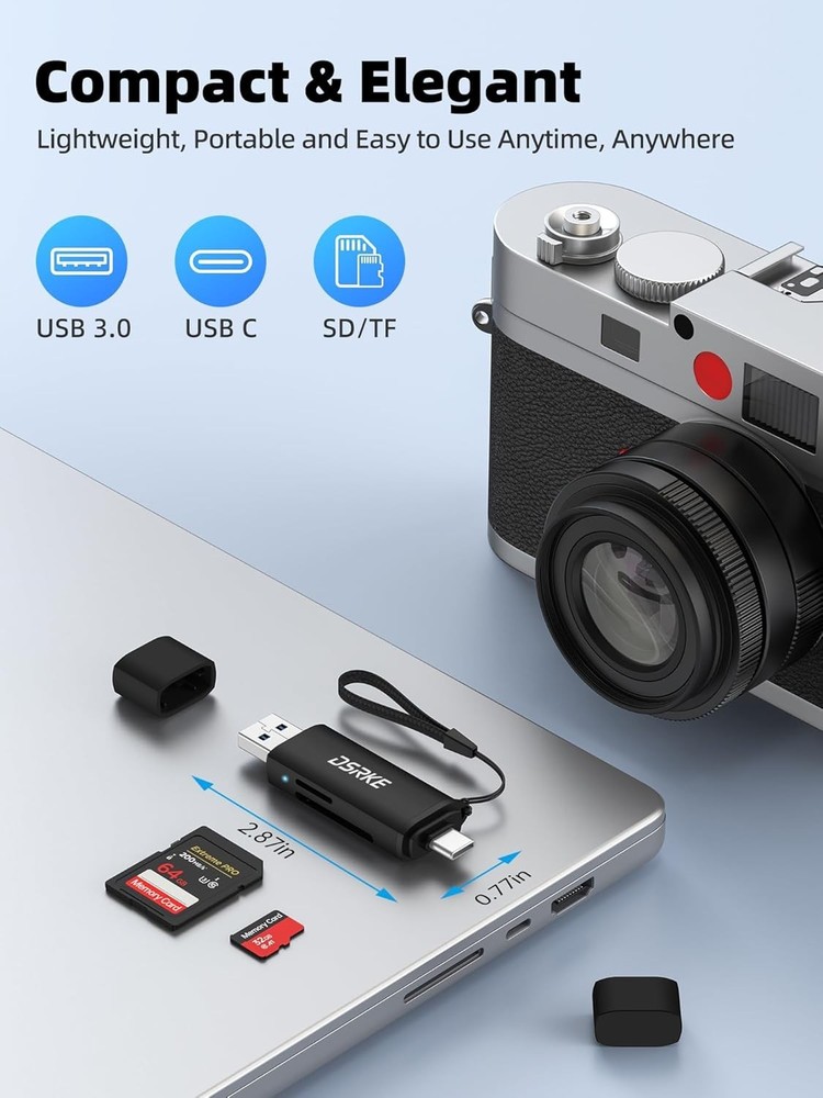 Lightweight SD Card Adapter with Plug & Play - Compatible with All Devices