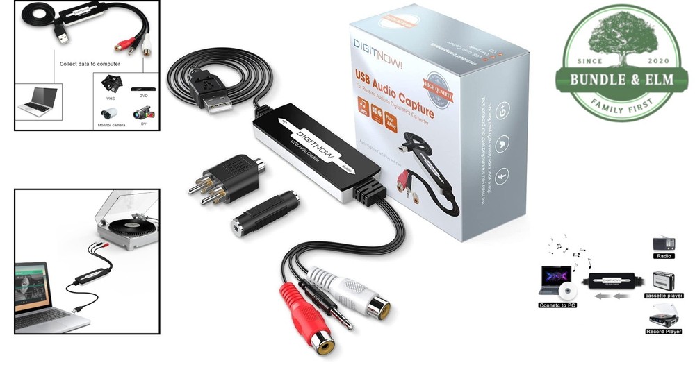 Compact USB Audio Capture for Quick Vinyl to MP3 Conversion - Mac & Windows