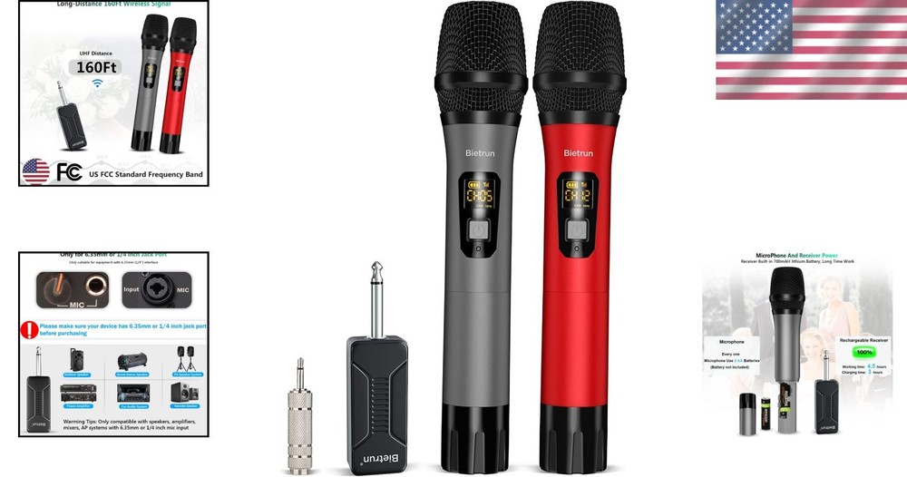 Rechargeable Receiver Wireless Mic, 15 Channels