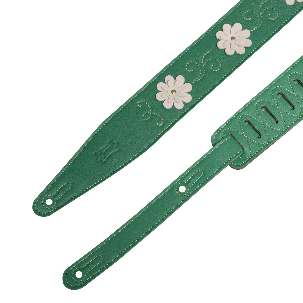 Levy's 2.5" In Bloom Leather Guitar Strap - Green
