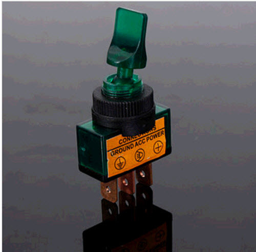 LED LIGHT LEVER SWITCH 20A ON-OFF GREEN