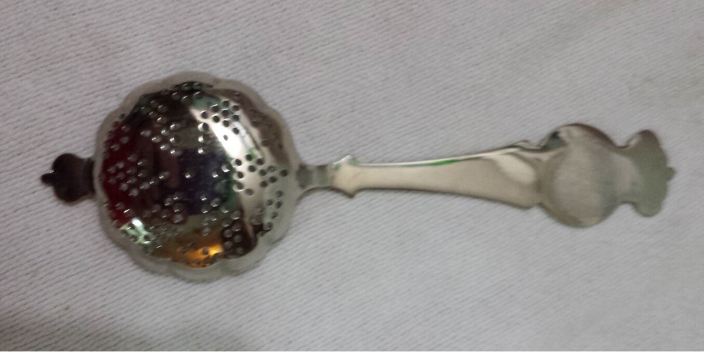 Konge Regit Danmark Silver Plated Sugar Sift Tea Strainer Spoon Crown Christian