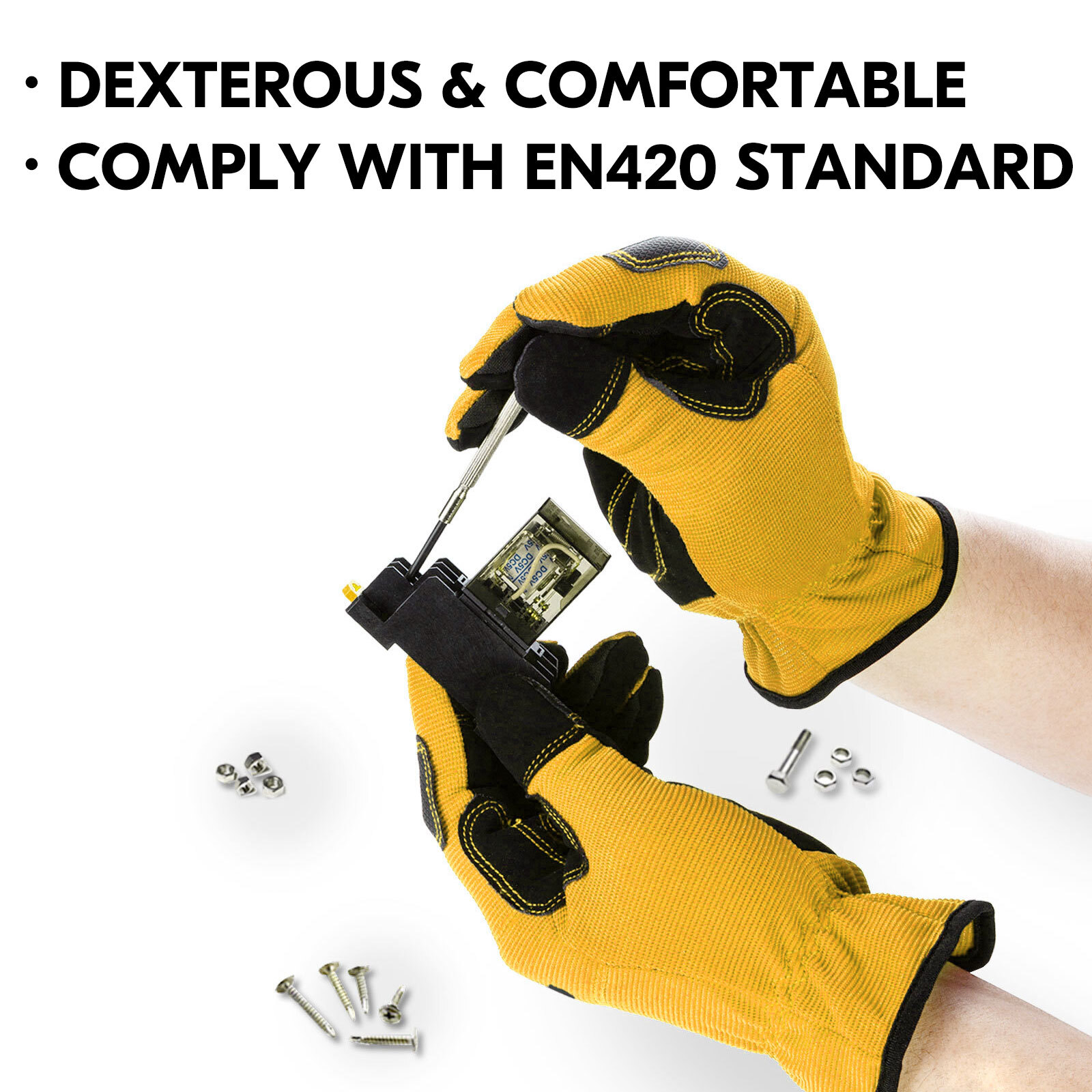 Vgo 1/3Pairs Synthetic Leather Work Gloves, Light duty Mechanic Gloves(NB7581)