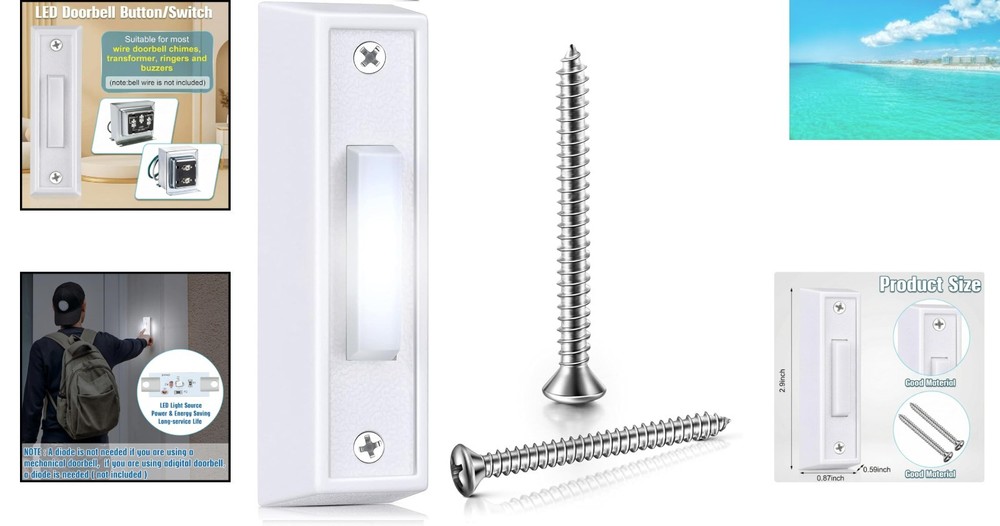 Elegant Wired Doorbell Button with Night Light - Quick Install & Power-Saving